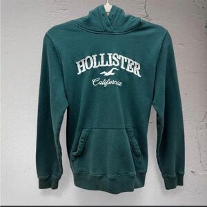 Vintage Y2K Hollister Teal Green Pullover Hoodie with Embroidered Logo